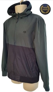 Fred Perry Hooded bomber Jacket Med (Green/Black) Terraces 90s Casuals - Foto 1 di 12