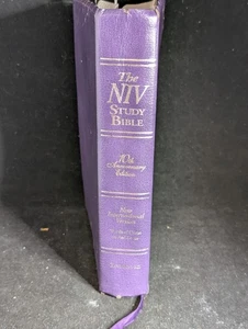 NIV Study BIBLE 1995 ZONDERVAN 10th Anniversary Red Letter/Purple bonded leather - Imagen 1 de 9