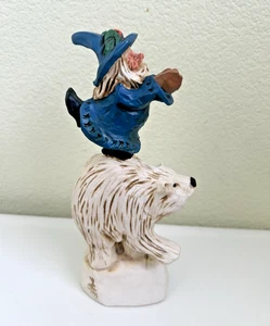 David Frykman Oh The Joy Blue Santa on Polar Bear 1994 Figurine Signed - Picture 1 of 7