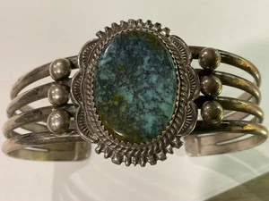 BRAZALETE TURQUESA VINTAGE BEGAY PLATA ESTERLINA - ¡BONITA PIEZA! - Imagen 1 de 8