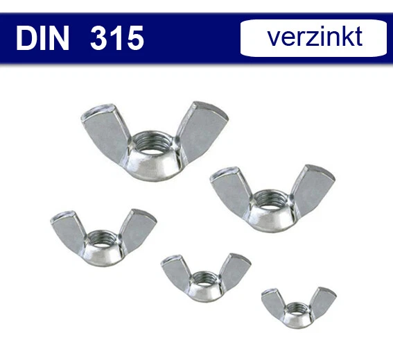 Flügelmuttern M3 M4 M5 M6 M8 M10 M12 - DIN 315 Muttern Flügelmutter - Auswahl - Bild 1 von 1