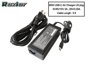 65W Power USB-C AC Adapter Charger Cord For ASUS ZenBook S UX393JA UX393JA-XB77T - Picture 1 of 6