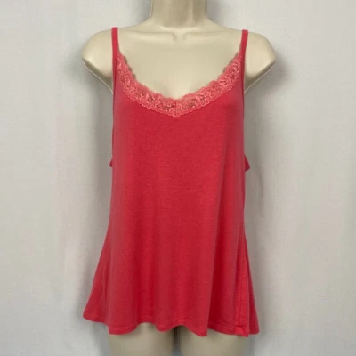 Camiseta sin mangas GAP con encaje recortada XL rosa suave elástica cami babydoll vintage Y2K Foto 1 de 4