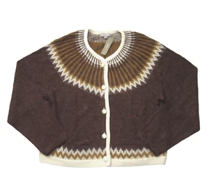 NWT J.Crew Fair Isle Cardigan in Maple Burnished Timber Brushed Yarn Sweater 2X - Picture 1 of 4