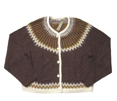 Новый с Ярлыками J. Crew Fair Isle кардиган в клен полированная древесина матовая пряжа свитер L - Изображение 1 из 4