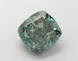 CUSHION 4.04ct FANCY VIVID GREEN VS2 IGI CERTIFIED LAB GROWN DIAMOND LG680563652 - Picture 1 of 8
