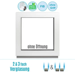 Kunststofffenster Fenster Kellerfenster Festverglasung(FiB) - weiß - Premium - Bild 1 von 17