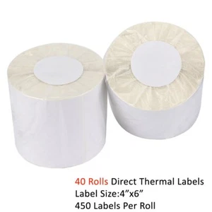 40 rollos etiquetas de envío térmico directo 4x6 450/rollo para Zebra Eltron ZP450 2844 - Imagen 1 de 6