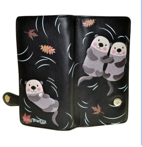 Shagwear Otters BLACK Large Zipper Wallet NEW - Picture 1 of 2