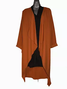 Chaqueta crepe de línea larga frontal cascada talla grande - Imagen 1 de 12