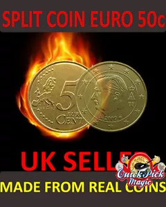 Magique 50 Cent Euro Fendu Pièce de Monnaie/ 50c Monnaie Tour Magie / Thru Sac - Afbeelding 1 van 1