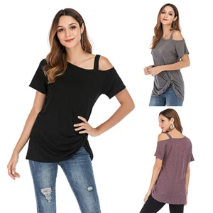 Nuevo tipo camisas túnica informales anudadas torcidas laterales con honda de hombro único para dama - Imagen 1 de 15
