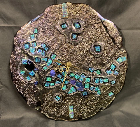 Dichroic MCM Opalescent ART GLASS CLOCK, VINTAGE DBRGLASS Unique Design Cover