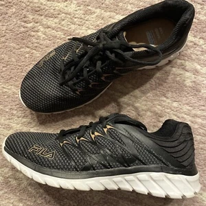 FILA Coolmax Black Sneakers Women’s Size 9.5 Memory Foam Running Shoes Brown EUC - Picture 1 of 10