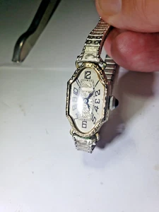 Vintage 14k White Gold Bulova Art Deco Women's Mechanical Watch **Runs** - Picture 1 of 12