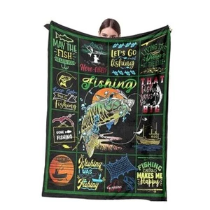 Fishing Blanket for Men Women, Funny Fish Blankets, Soft 50"x60" Fishing-1 - Picture 1 of 7
