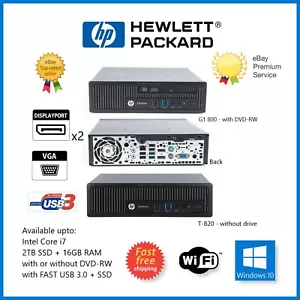 HP Elitedesk 820 G1 800 i7 2TB SSD 16GB FAST Desktop USB3 3xDISPLAY *VAT* Win 10 - Picture 1 of 8