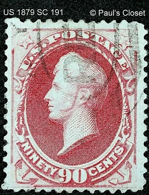 US 1879 SC 191 90¢ PERRY CARMINE UNG SOFT POUROUS PAPER HS CNX FINE/VERY FINE - Image 1 of 2