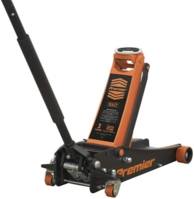 Sealey 3040AO Premier Trolley Jack 3 Tonne Ton Rocket Lift Orange Car Van Garage - Image 1 of 4