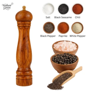 Premium Olive Wood Salt/Pepper Mill | Wooden Spice/Herb/Coffee Grinder UK - Picture 1 of 25