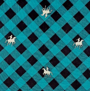 Karo Stoff mit Pferd & Reiter von Pattern Rights Baumwolle 43 cm breit bty - Bild 1 von 3