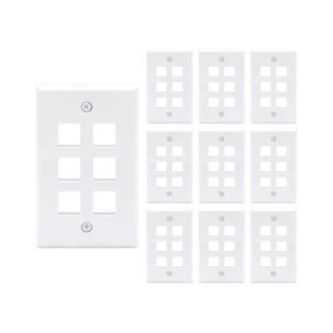 10 Packungen Wandplatte 6 Anschlüsse weiß unzerbrechlich Knebel Steckdose Abdeckung - Bild 1 von 6