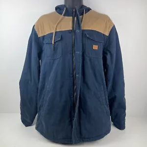Rip Curl Flannel Lined Full Zip Jacket Mens L Navy Blue/Tan 59/81 - Picture 1 of 9
