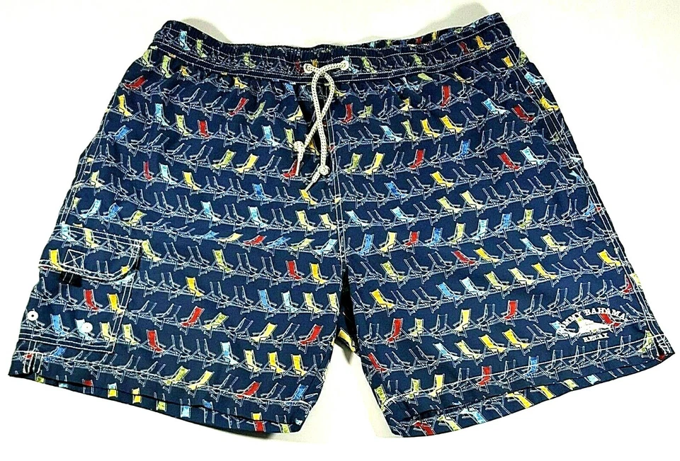 Tommy Bahama Men's Swim Trunks Shorts Blue Red Yellow Pockets 37.5  - Image 1 of 4