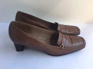 Easy Spirit Brown Leather Block Heel Pump Size 8.5 Very Good Condition - Picture 1 of 6