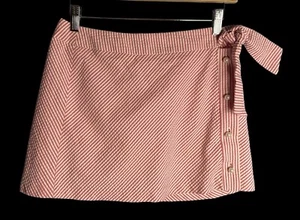 An Original Milly of New York 4 Skirt Pink White 100% Cotton Pinstripe - Picture 1 of 6