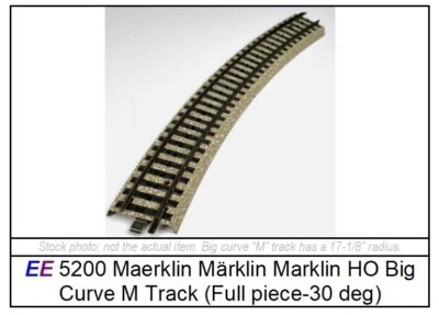 EXC 5200 Märklin HO "M" Track 30 deg arc, Big Curve; below 0.1 Ohms 31 ties - Image 1 of 4