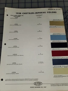1958 Chrysler Imperial Dupont Color Chip Brochure - Picture 1 of 1