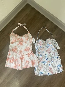 Meet Curve NEW Bundle Of (2) Halter Style Floral One Piece Swimsuits ~ Size 2XL - Picture 1 of 14
