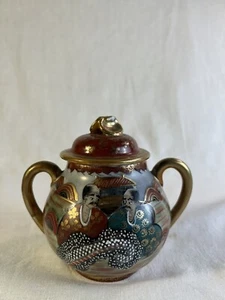 RARE ANTIQUE JAPANESE SATSUMA WARE SUGAR BOWL MEIJI PERIOD (1860-1912) BIN F - Picture 1 of 6