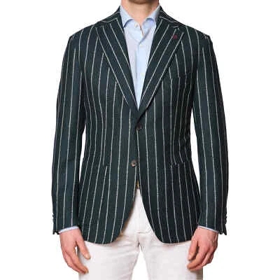 SARTORIA PARTENOPEA Bottle Green Striped Wool Jacket NEW Current Model - Image 1 of 4