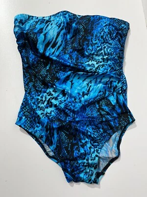 Traje de baño Longitude para mujer 14 Natural Riches fruncido bandeau largo torso azul Foto 1 de 3