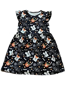 Mickey Mouse Minnie Girls Halloween Dress Ghost Pumpkin Bat Black Large 10-12 - Picture 1 of 13