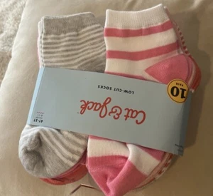 Paquete de 10 pares de calcetines elásticos de corte bajo Cat & Jack para niñas pequeñas 4T 5T talla 8-11 - Imagen 1 de 9