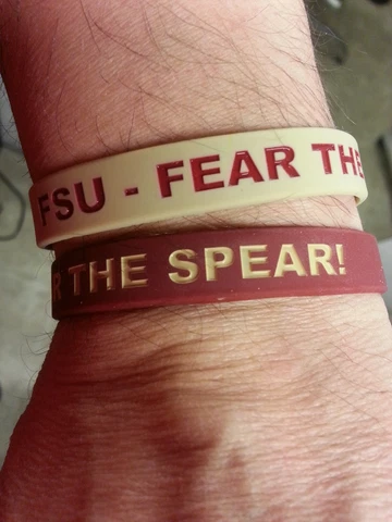 Florida State Seminoles Wristbands Bracelet NCAA "FSU-Fear The Spear!" Set Of 2 Cover