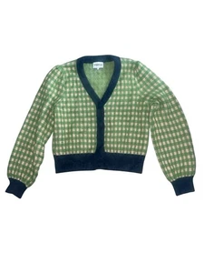 Anthropologie Women’s Frnch Paris Checkered Button Up Cardigan Sweater S - Picture 1 of 5