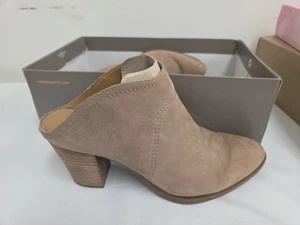 Franco Sarto Tan Ankle Leather Suede Boots Booties Stacked Heel Size 9 - Picture 1 of 8