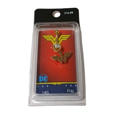 DC Comics Wonder Woman GOLDtone 316L Stainless Steel 14G Body Jewelry Navel Ring - Image 1 of 2
