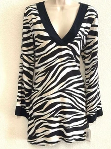 La Blanca Zebra Print Cover-Up Tunic LBOPC55 CRM Black/white Size S #4 NWT - Picture 1 of 7