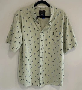 Kavu Mens Large Short-sleeve Button-Down Shirt Norwhal Print 100% Cotton. - Picture 1 of 11