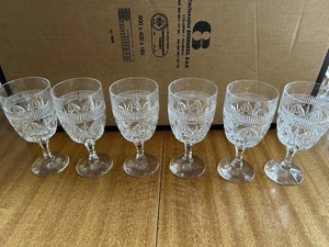 Set Of 6 Cut Crystal Wine Glasses 15cm High - Picture 1 of 4