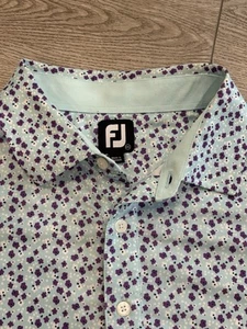 Footjoy Golf Polo Shirt XXL 2XL Blue Floral Preppy Casual All Over Print Pattern - Picture 1 of 7
