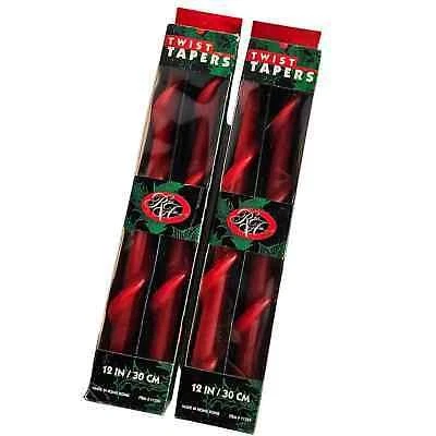 NUEVO Vintage Robert Alan Twist Taper 12" Velas Rojo 2 paquetes (4) Vacaciones Navidad Foto 1 de 4