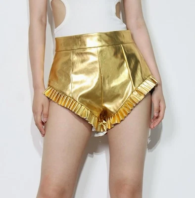 Sexy Pantalones Cortos de Cuero PU para Mujer Pantalones Plisados Cremallera Prendas para club nocturno ¡¡Pantalones Cortos de Verano!! Foto 1 de 4