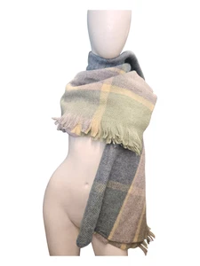 Avoca Handweavers Verde Azul Cuadros Lana Chal Bufanda Envoltura NUEVO CON ETIQUETAS - Imagen 1 de 7