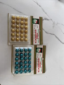 Vintage Kurt Adler Miniatur Glas Baumschmuck 48 Teile Gold Und Blau - Bild 1 von 3